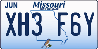 MO license plate XH3F6Y