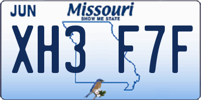 MO license plate XH3F7F