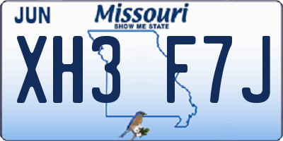 MO license plate XH3F7J