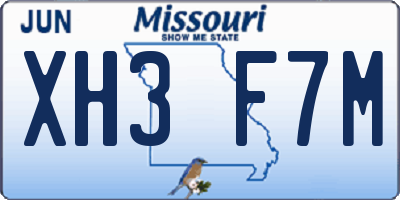 MO license plate XH3F7M