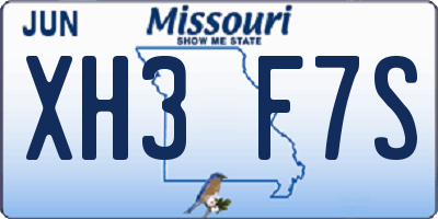 MO license plate XH3F7S