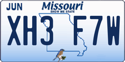 MO license plate XH3F7W