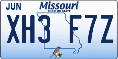 MO license plate XH3F7Z