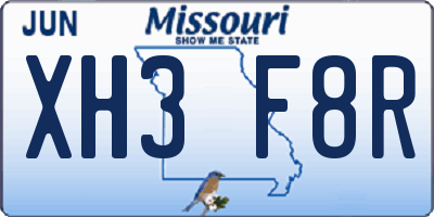 MO license plate XH3F8R