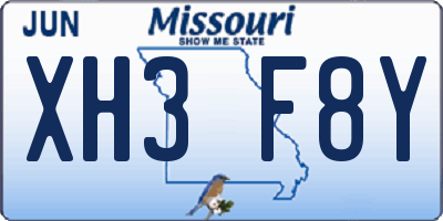 MO license plate XH3F8Y