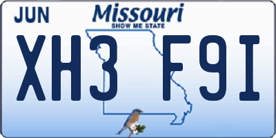 MO license plate XH3F9I