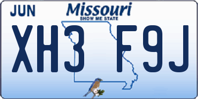MO license plate XH3F9J