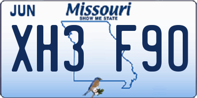 MO license plate XH3F9O
