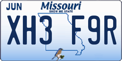 MO license plate XH3F9R