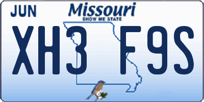 MO license plate XH3F9S