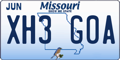 MO license plate XH3G0A