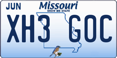 MO license plate XH3G0C