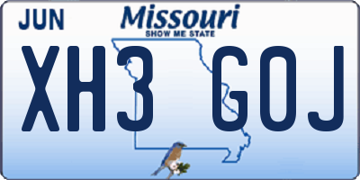MO license plate XH3G0J