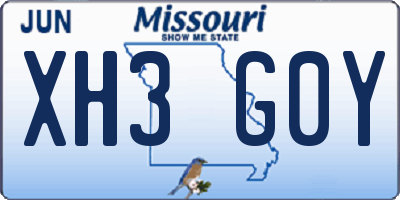 MO license plate XH3G0Y