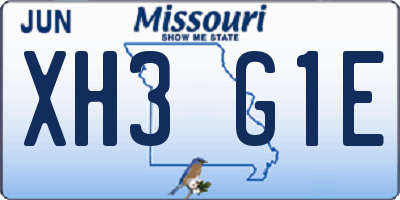 MO license plate XH3G1E