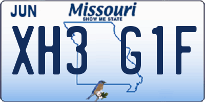 MO license plate XH3G1F
