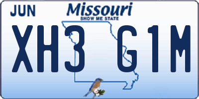 MO license plate XH3G1M