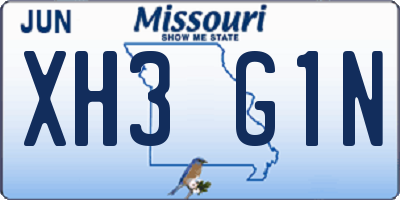 MO license plate XH3G1N