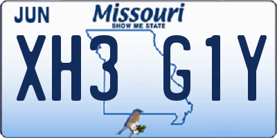 MO license plate XH3G1Y