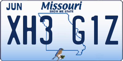 MO license plate XH3G1Z