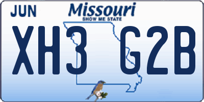 MO license plate XH3G2B