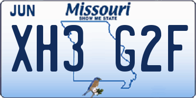MO license plate XH3G2F