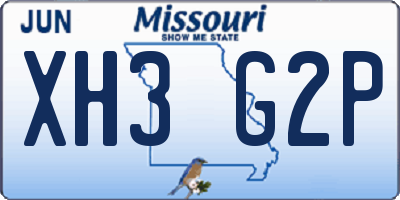 MO license plate XH3G2P