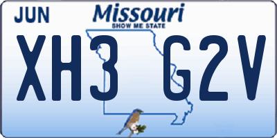 MO license plate XH3G2V