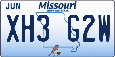 MO license plate XH3G2W