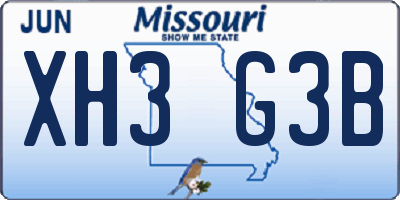MO license plate XH3G3B