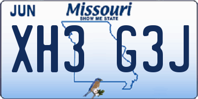 MO license plate XH3G3J