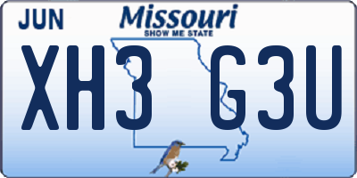 MO license plate XH3G3U