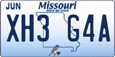 MO license plate XH3G4A
