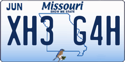 MO license plate XH3G4H