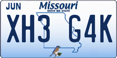 MO license plate XH3G4K