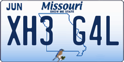 MO license plate XH3G4L