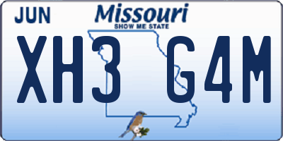 MO license plate XH3G4M