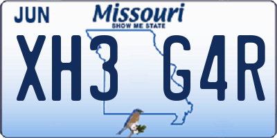MO license plate XH3G4R