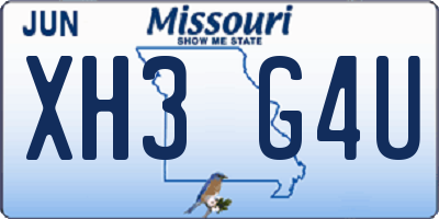 MO license plate XH3G4U