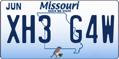 MO license plate XH3G4W