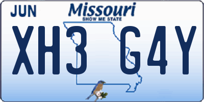 MO license plate XH3G4Y
