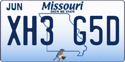 MO license plate XH3G5D