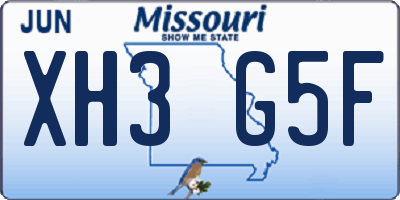 MO license plate XH3G5F