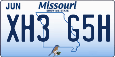 MO license plate XH3G5H