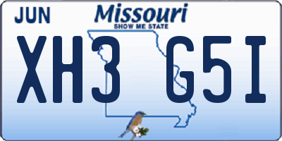 MO license plate XH3G5I