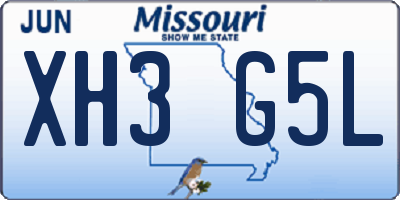 MO license plate XH3G5L