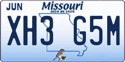 MO license plate XH3G5M