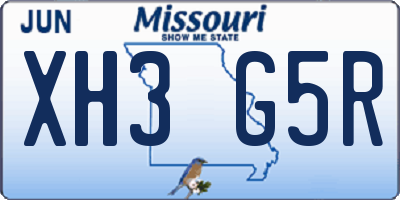 MO license plate XH3G5R
