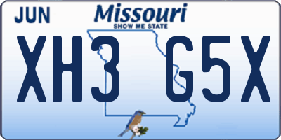 MO license plate XH3G5X