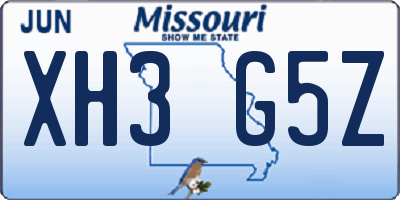 MO license plate XH3G5Z